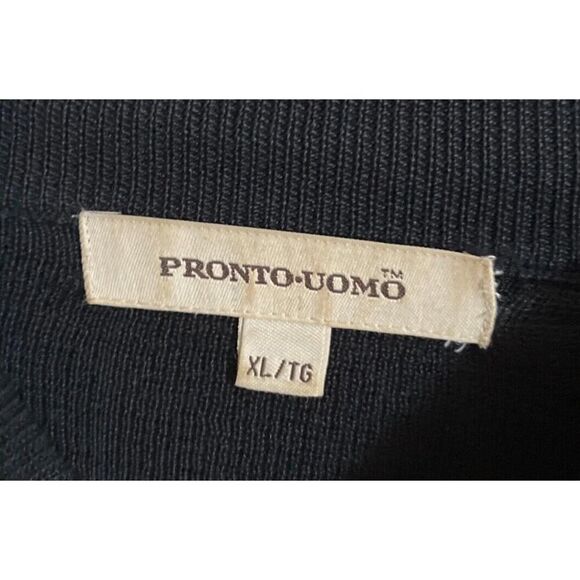 Pronto Uomo Navy Blue Knit Sweater Mens Cosby Pullover Vintage 100% Silk XL - Picture 8 of 9